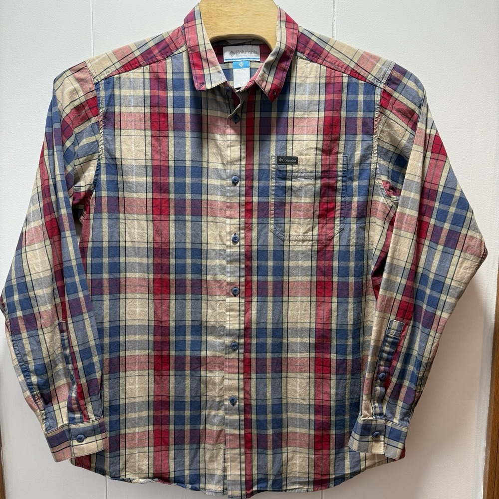 Columbia Shirt Mens Size Large‎ Tall LT Colorful Plaid Button Up Long Sleeve